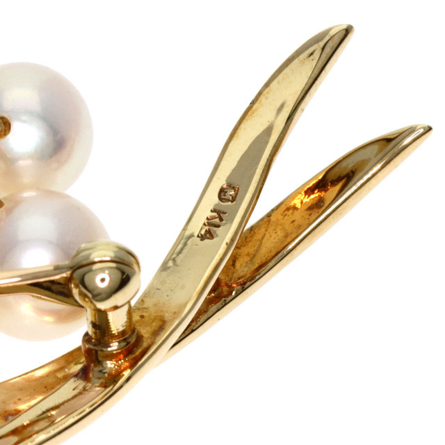 MIKIMOTO ミキモト フラワーモチーフ パール 真珠 ブローチ K14