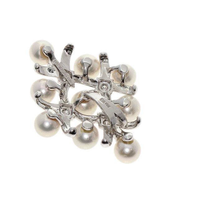 MIKIMOTO ミキモト パール 真珠 ダイヤモンド ブローチ K18