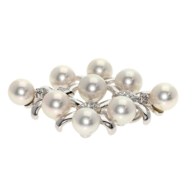 MIKIMOTO ミキモト パール 真珠 ダイヤモンド ブローチ K18