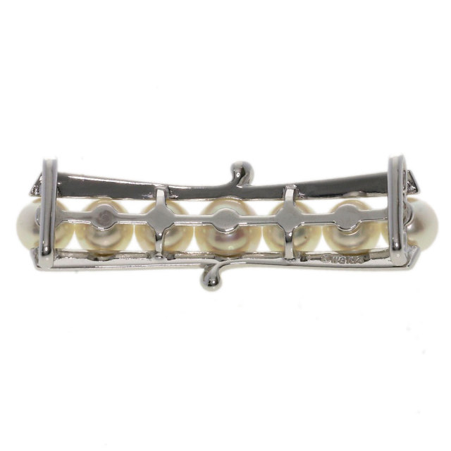 MIKIMOTO ミキモト パール 真珠 帯留め K14ホワイトゴールド