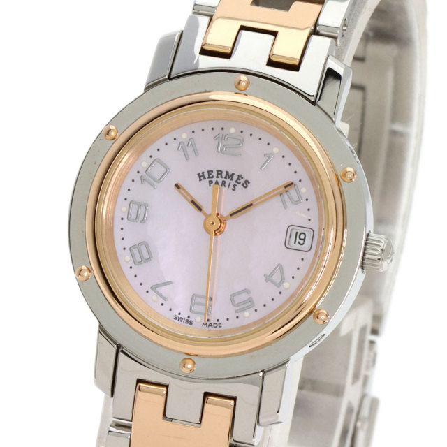 HERMES エルメス CL4.221 クリッパー ナクレ 腕時計 ステンレス