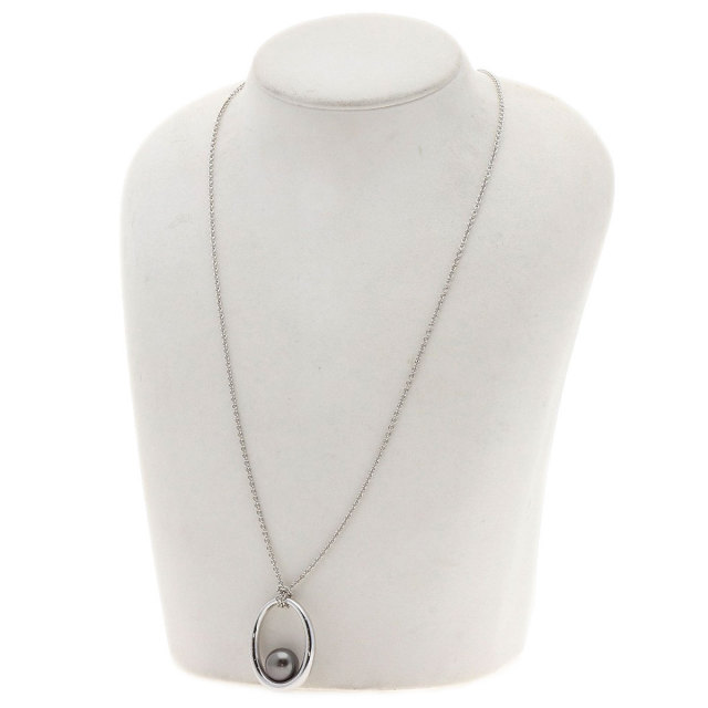 MIKIMOTO ミキモト スイングエッグ 黒蝶パール 真珠 ネックレス K18  