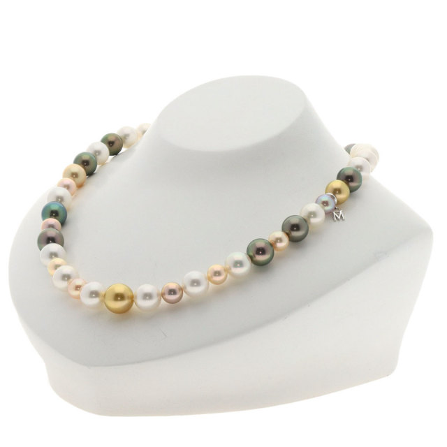 MIKIMOTO ミキモト アコヤパール 真珠 Mチャーム付き ネックレス K18 