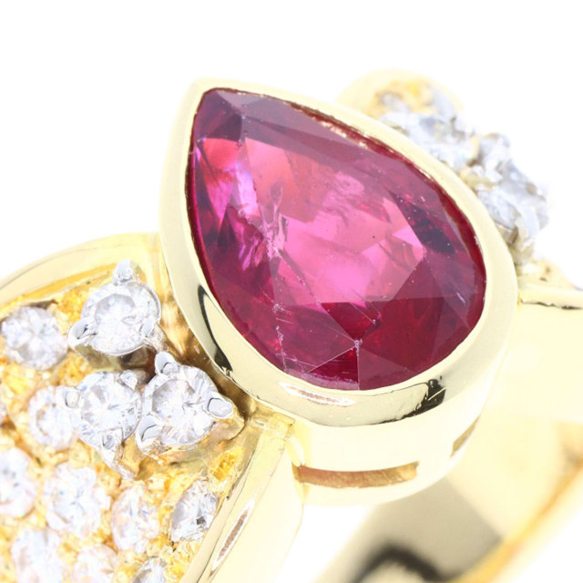 K18　ルビー　ダイアモンド　リング K18YG ルベライト ダイヤモンドリング TR 1.355ct D 0.89ct