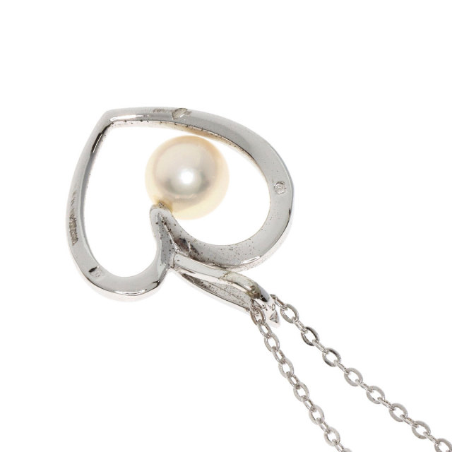 MIKIMOTO ミキモト ハートモチーフパール 真珠 ネックレス シルバー 