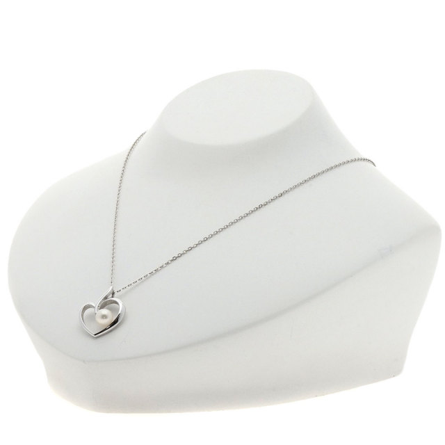 MIKIMOTO ミキモト ハートモチーフパール 真珠 ネックレス シルバー 