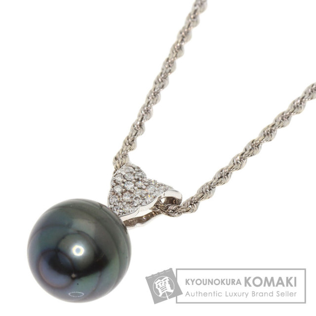 パール 真珠 ダイヤモンド ネックレス K14ホワイトゴールド/18K 5g  