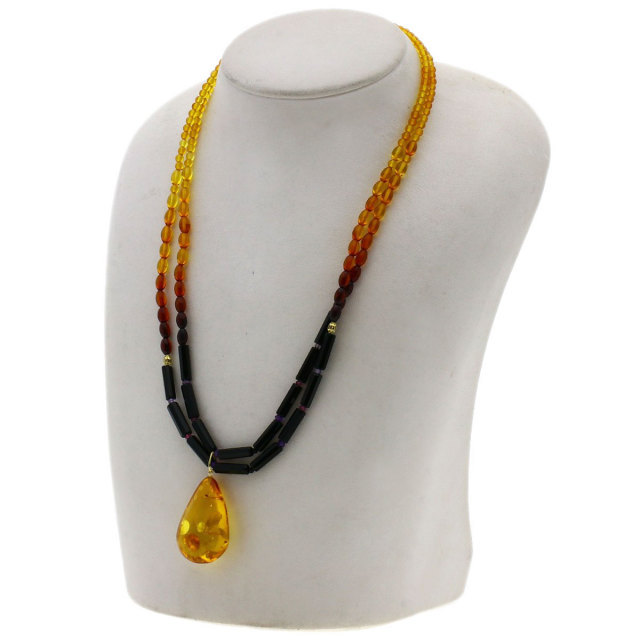 琥珀 コハク ネックレス K18イエローゴールド 15.5g レディース 