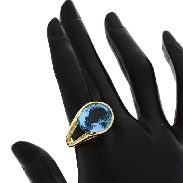12.45ct アクアマリン ダイヤモンド リング・指輪 K18イエローゴールド 