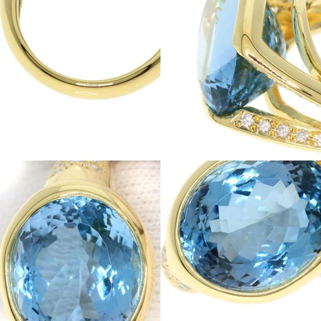 12.45ct アクアマリン ダイヤモンド リング・指輪 K18イエローゴールド 