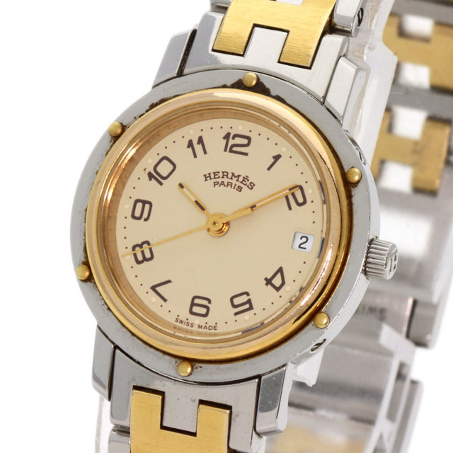 HERMES エルメス CL4.220 クリッパー 旧ベルト 腕時計 ステンレス