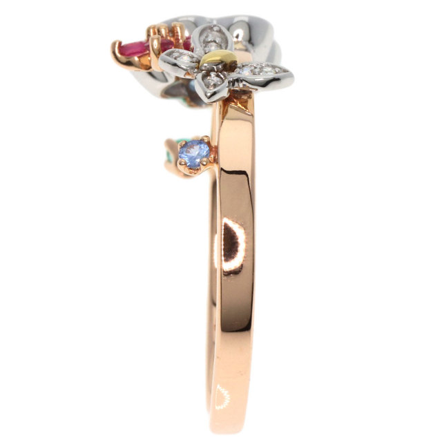0.25ct マルチカラーストーン フラワー バタフライ リング・指輪 K18 