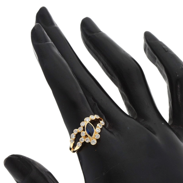 0.4ct サファイア ダイヤモンド リング・指輪 K18イエローゴールド 4.2  