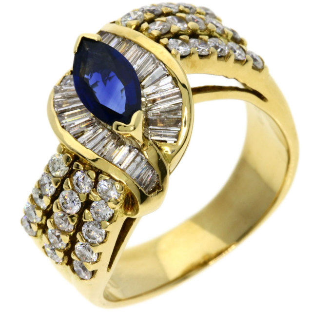 0.58ct サファイア ダイヤモンド リング・指輪 K18イエローゴールド  
