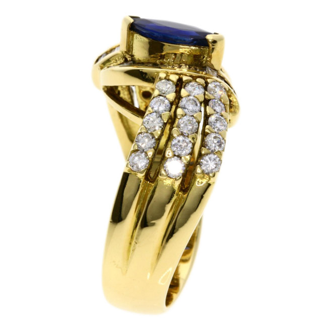 0.58ct サファイア ダイヤモンド リング・指輪 K18イエローゴールド  