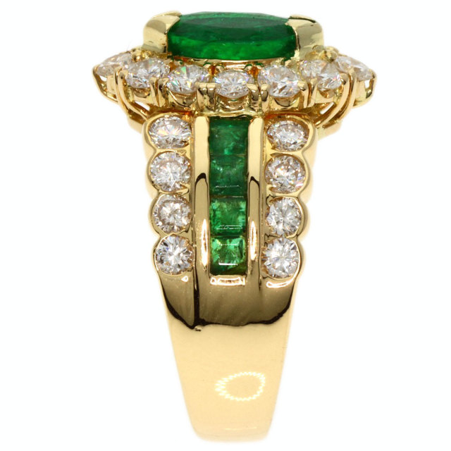 0.93ct エメラルド ダイヤモンド リング・指輪 K18イエローゴールド 