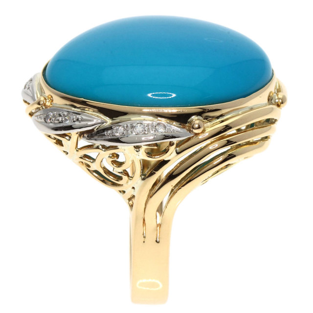 21.98ct トルコ石 ダイヤモンド リング・指輪 K18イエローゴールド  