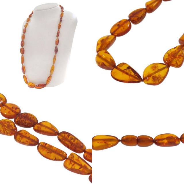 琥珀 コハク ネックレス 5 5本セット 琥珀 コハク ネックレス Amber 91.3g レディース