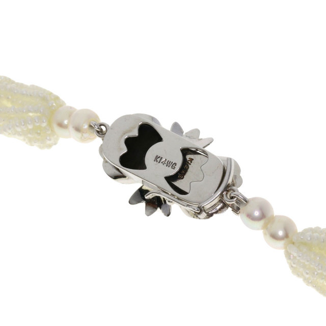 ケシパール 真珠 17連 ネックレス K14ホワイトゴールド 21.3g