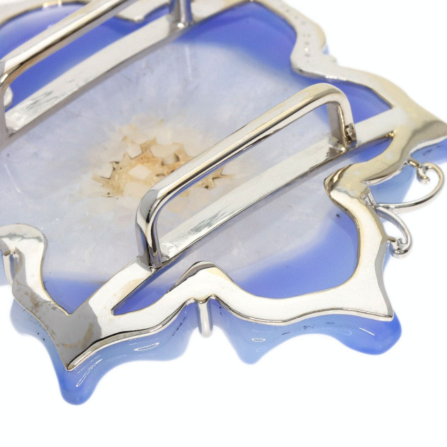 0.1ct メノウ ダイヤモンド 飯田 貴彦 帯留め K18ホワイトゴールド 20g  