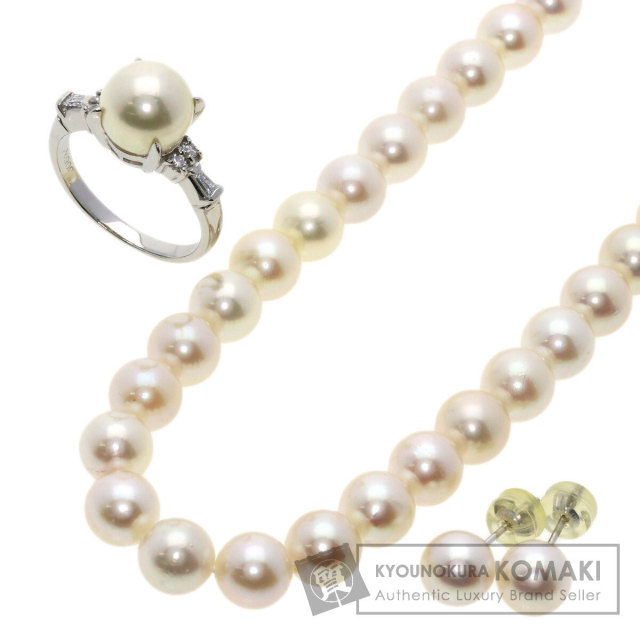 アコヤパール 真珠 ピアス リング 3点セット ネックレス シルバー 33.4  