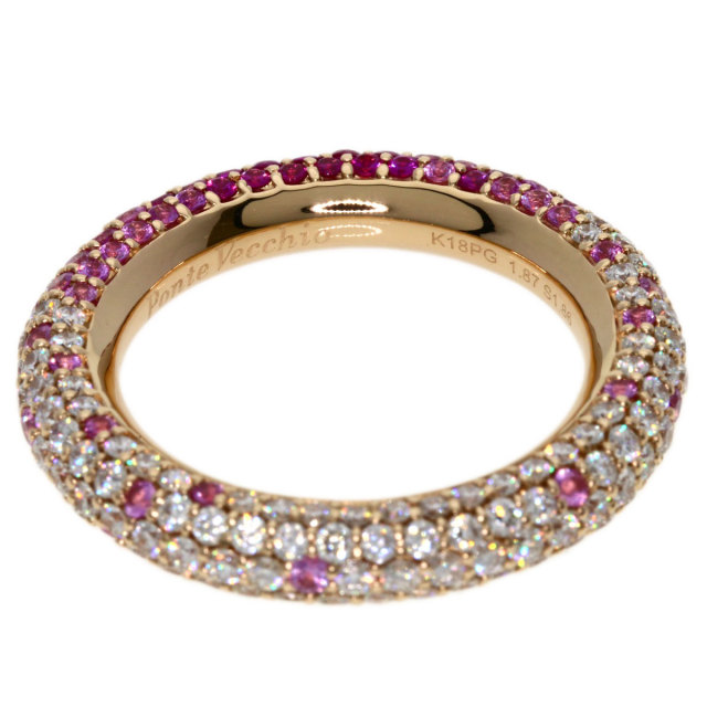 ポンテヴェキオ K18PG ピンクサファイア ダイヤモンド リング 1.22ct  