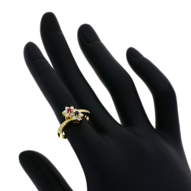 MIKIMOTO ミキモト フラワーモチーフ ダイヤモンド サファイア ルビー 