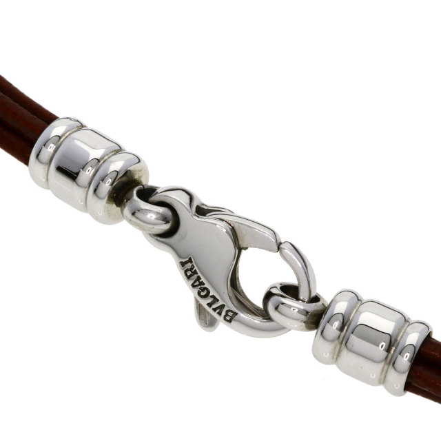 BVLGARI ブルガリ レザー 5連 チョーカー ネックレス 革/METAL レディース 