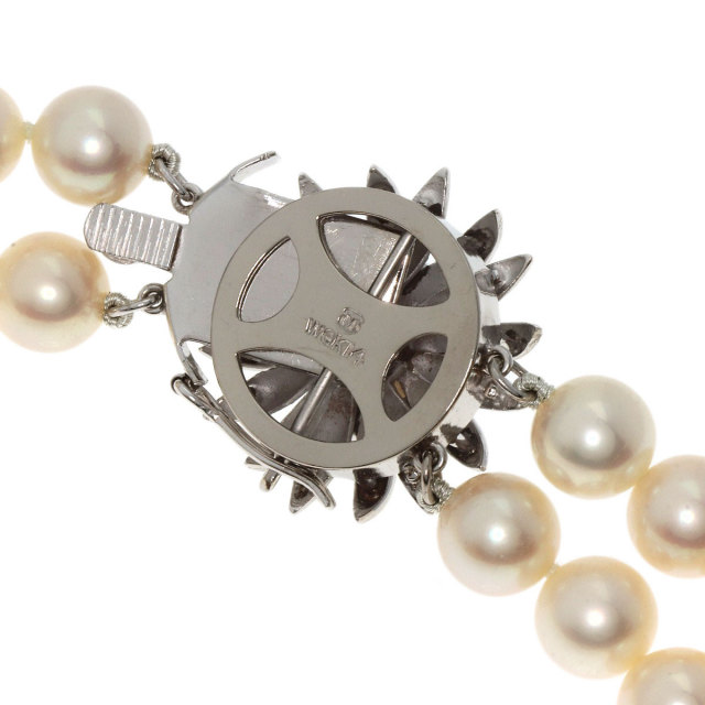 MIKIMOTO ミキモト パール 真珠 2連 ネックレス K14ホワイトゴールド 