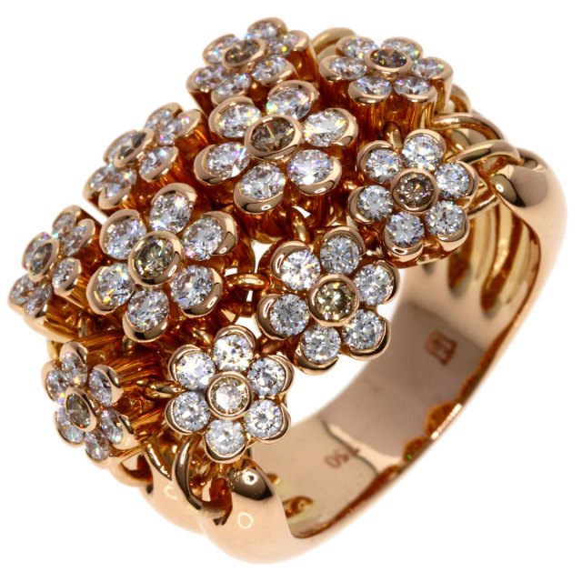 フラワーモチーフ ダイヤモンド リング・指輪 K18ピンクゴールド 17.7g  