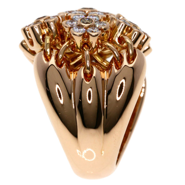 ラッピング可】 フラワーモチーフ デザインリング K18 PG ピンク  