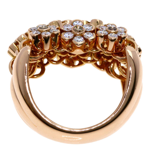 K18PG ダイヤモンド リング 0.24ct フラワー（フラワー リング 指輪  