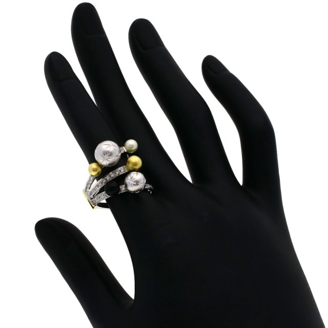 0.36ct 吉田 紋子 惑星 ダイヤモンド オニキス パール リング・指輪 