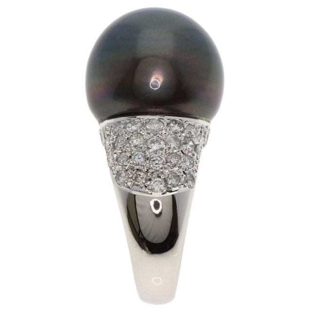南洋黒真珠 ブラックパール 真珠 ダイヤモンド リング・指輪 プラチナ  