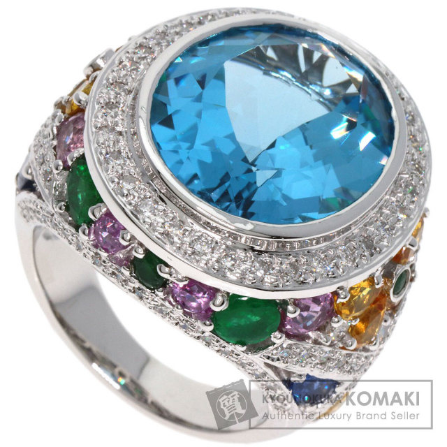 14.66ct ブルートパーズ ダイヤモンド リング・指輪 K18ホワイト 