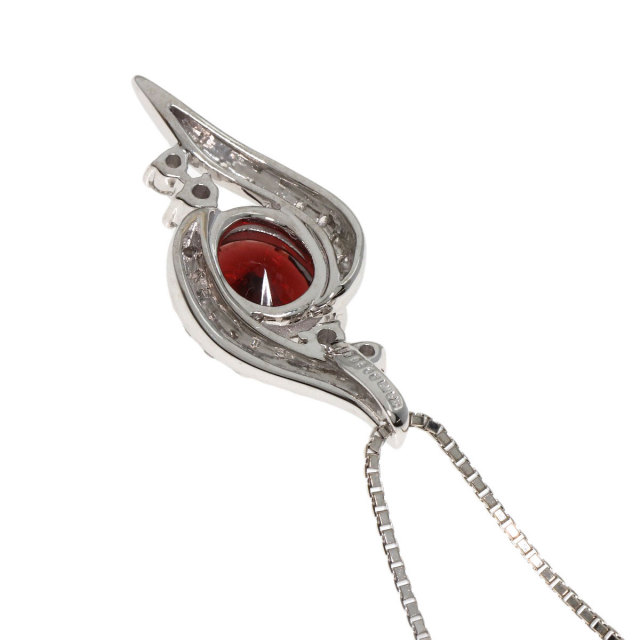 2.59ct ガーネット ダイヤモンド ネックレス K18ホワイトゴールド 10.4 