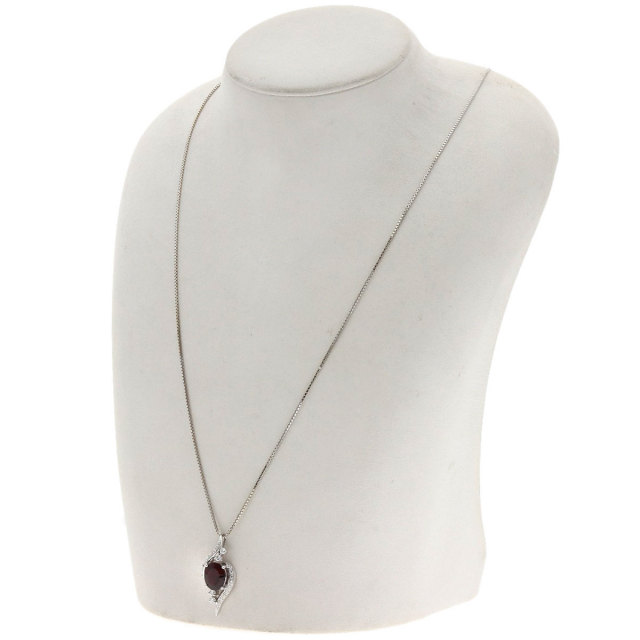 2.59ct ガーネット ダイヤモンド ネックレス K18ホワイトゴールド 10.4 