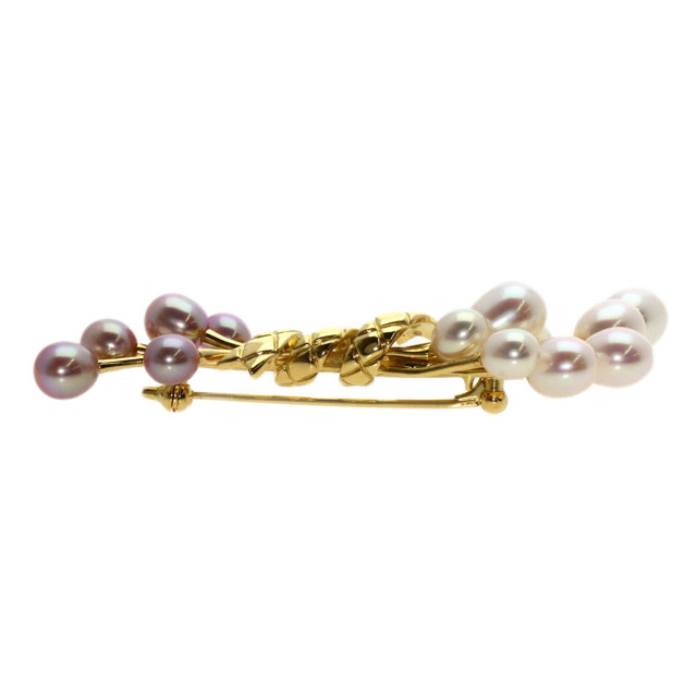 MIKIMOTO ミキモト 淡水パール 真珠 ブローチ K18イエローゴールド 