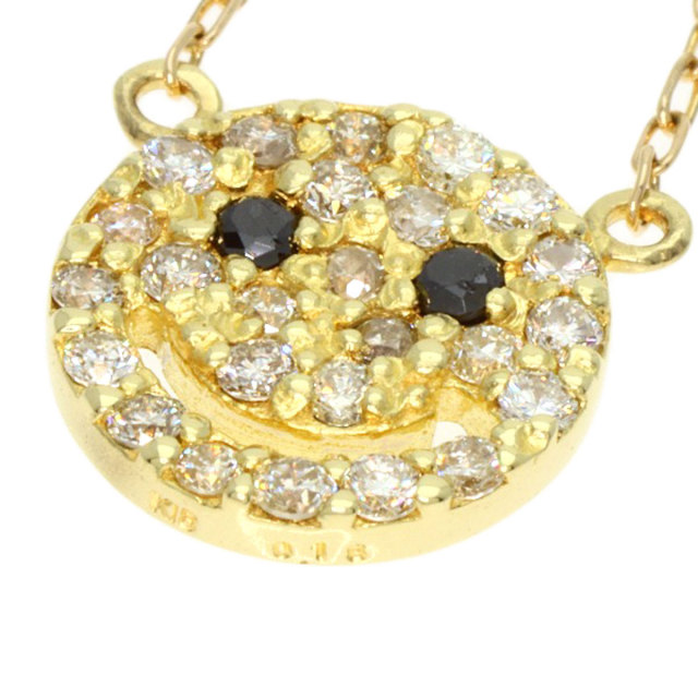 0.18ct スマイル ダイヤモンド ブラックダイヤモンド ネックレス K18 