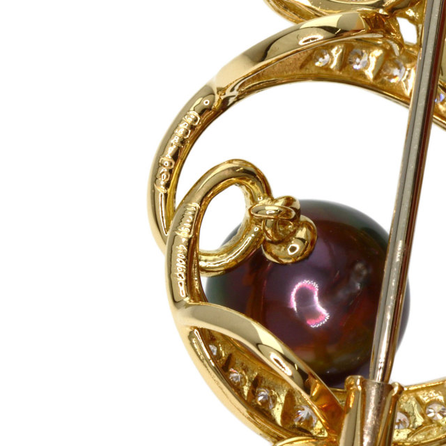 クイーン ブローチ ブラックパール 真珠 ダイヤモンド