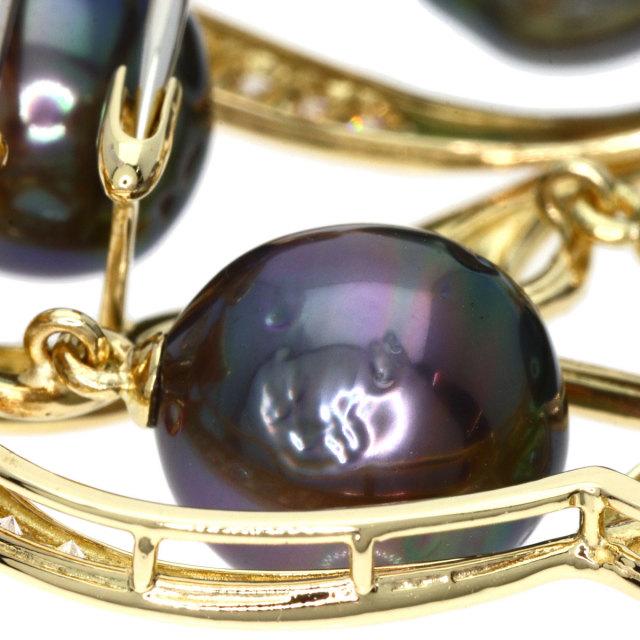 クイーン ブローチ ブラックパール 真珠 ダイヤモンド