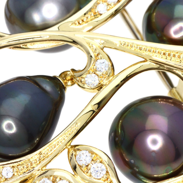 クイーン ブローチ ブラックパール 真珠 ダイヤモンド