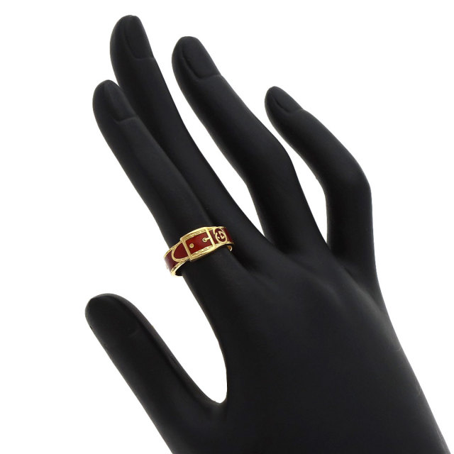 GUCCI グッチ ベルトモチーフ エナメル リング・指輪 K18イエロー 