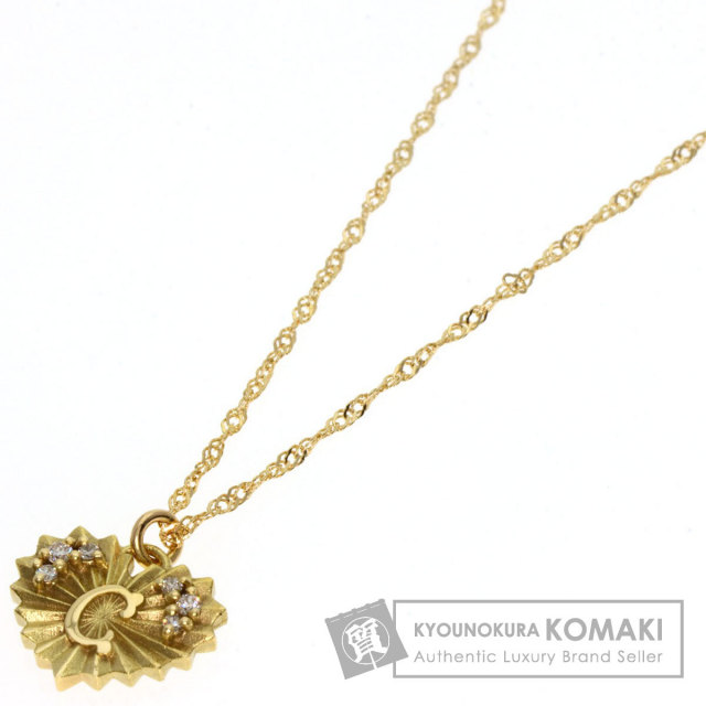 AHKAH アーカー イニシャル C ダイヤモンド ネックレス K18イエロー 