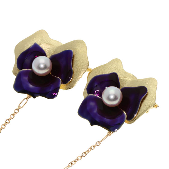 MIKIMOTO ミキモト アコヤパール 真珠 チェーンブローチ ブローチ K14 