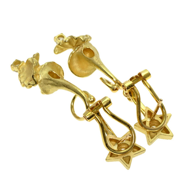 K18YG イエローゴールド ピアス オープンハート タッセル モチーフ  