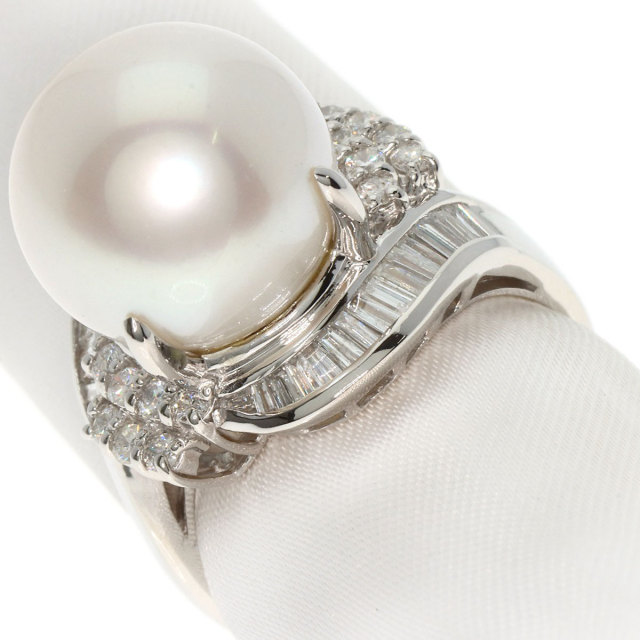 本物保証】 鑑付 超美品 真珠 リング プラチナ Pt900 パール 13.5ミリ  