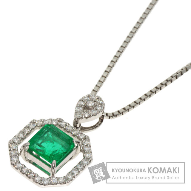 エメラルド ダイヤモンド　プラチナネックレス　Pt900/Pt850 1.32ct エメラルド ダイヤモンド ネックレス プラチナPT850