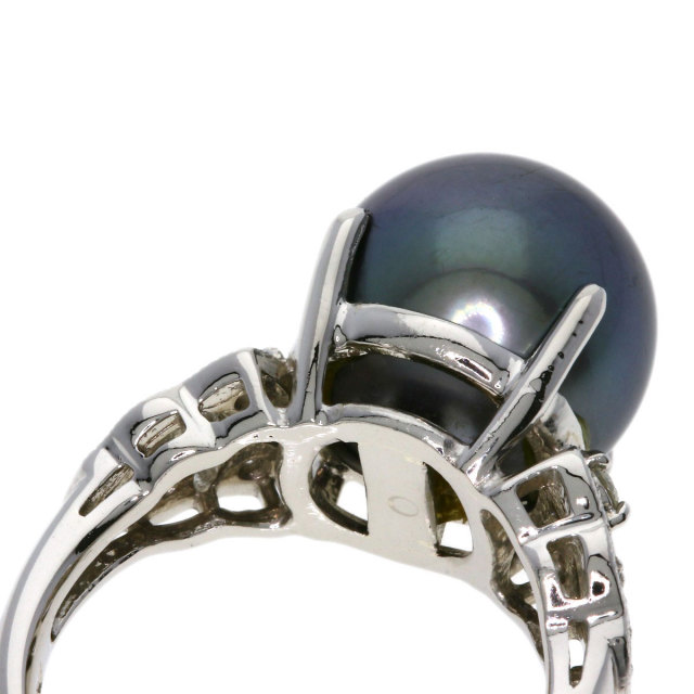 ダイヤモンド×ブラックパール リング Pt900 0.34ct 6.7g