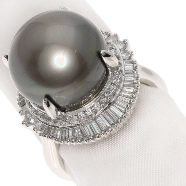 パール 真珠 ダイヤモンド リング・指輪 プラチナPT900 23.36g レディース 